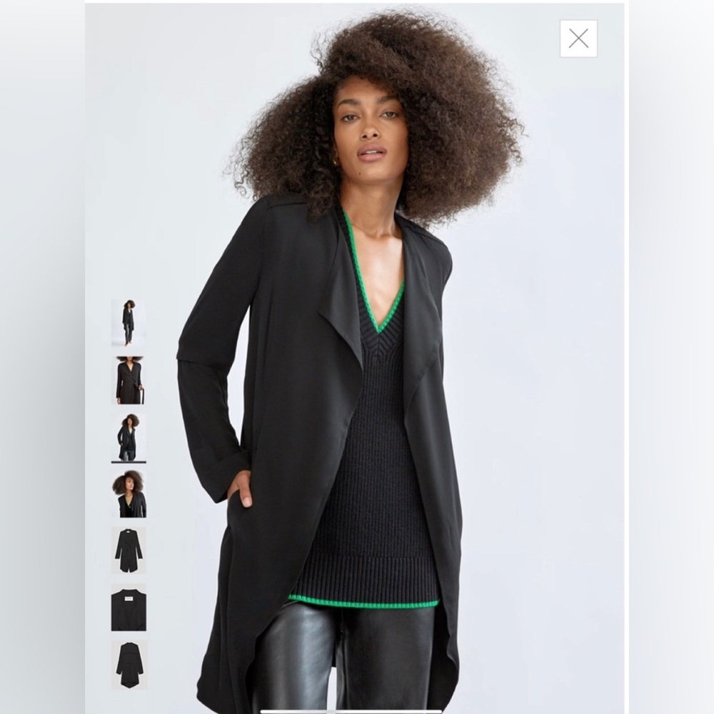 Babaton Aritzia Black Lightweight Flowy Trench Coat Small